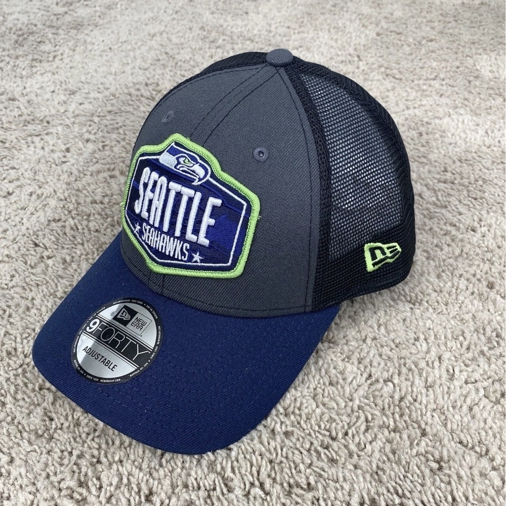 Seattle Seahawks Hat New Era 9Forty 2021 NFL Draft Snapback Graphite‎ Navy Cap